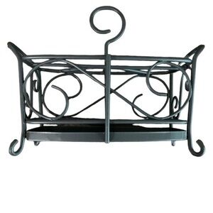 Silverwear Utensil Caddy with Holder Dining Picnic Scrolled Iron and Tin Grey